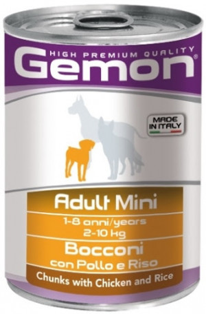 GEMON Dog chunkies Adult MINI with chicken & rice 415g - ar vistu un rīsiem